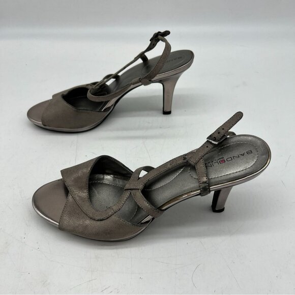 Bandolino Womens Swain Dress Pumps Sandals 9M Taupe Metallic Strappy Heeled - Picture 4 of 9